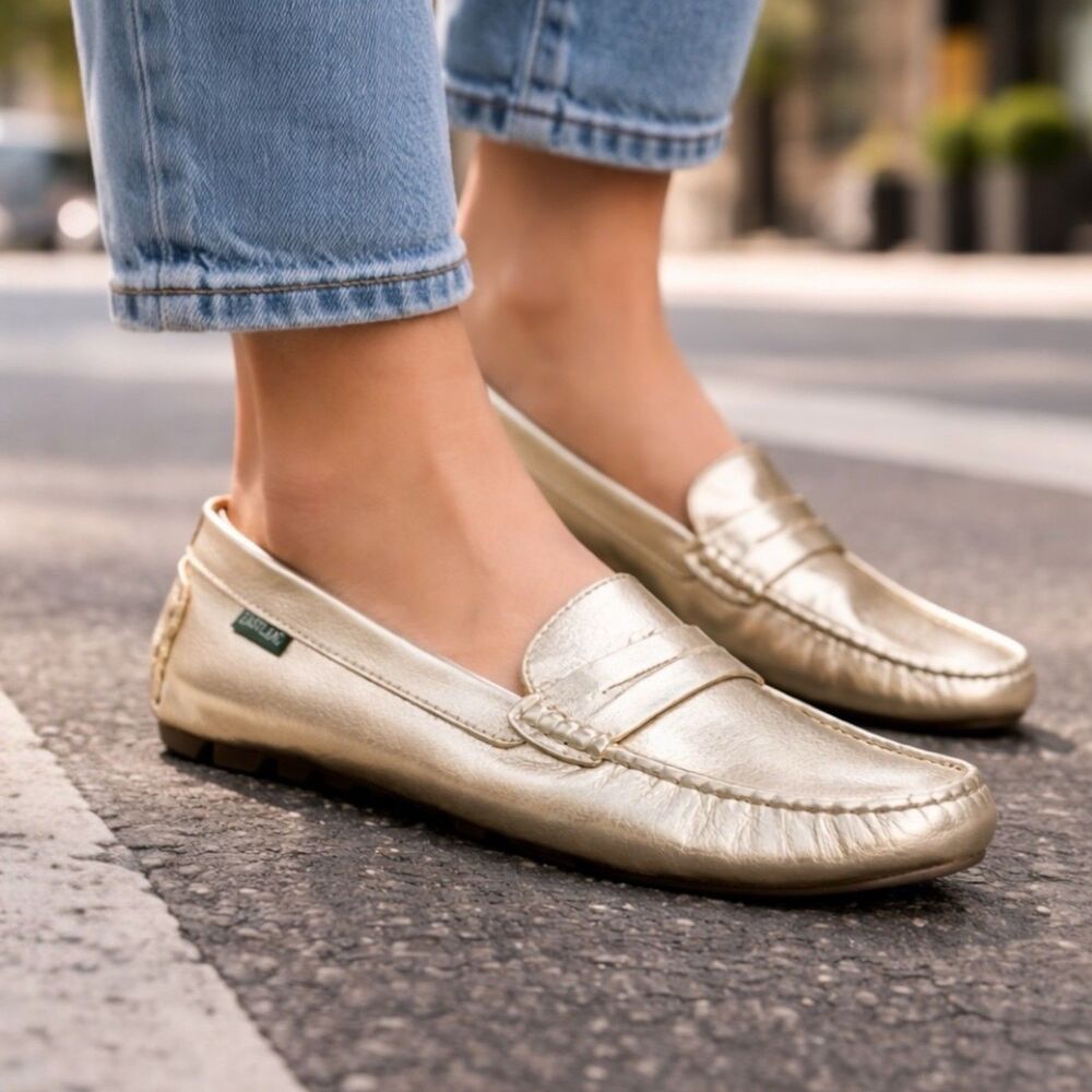Eastland Gold Leather Driving Moccasin Comfy Patricia Penny Loafers